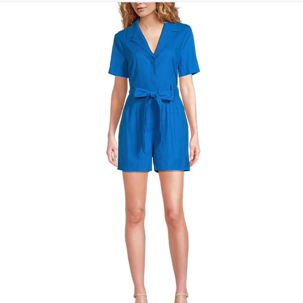 Alex Marie Della Linen Romper in Green
